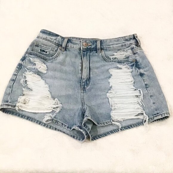 American Eagle 6 Mom Denim Women’s Jeans Shorts Distressed Exposed Pockets - Picture 3 of 10
